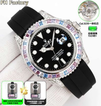 FH Factory Rolex Yacht-Master Replica with Diamond Bezel 226679TBR 3235 Movement 42mm Rainbow Diamond Bezel Watch